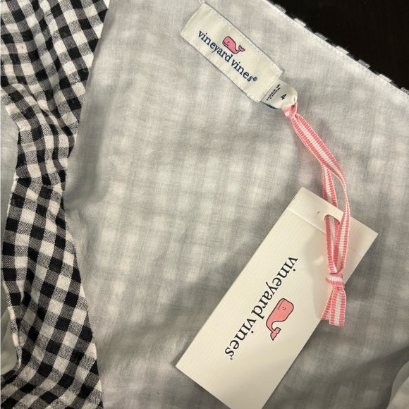 NEW Vineyard Vines Gingham Seersucker One-Shoulder A-Line Belted Dress 4 Plaid - Picture 11 of 13